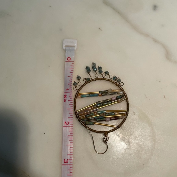 Anthropologie Stone Wire and Bead Circle Earrings - Picture 3 of 5